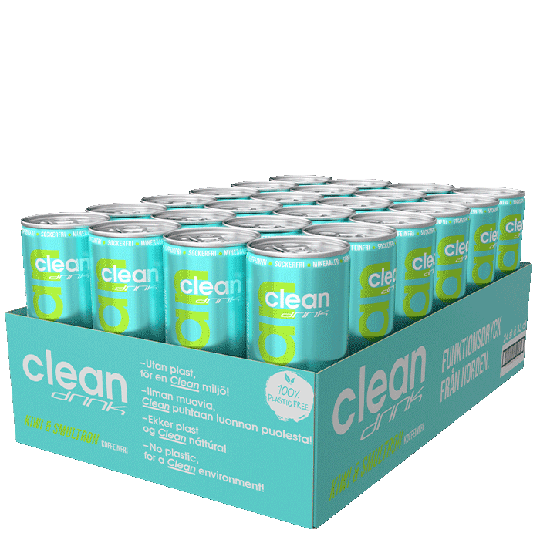 24 x Clean Drink, 330 ml, Kiwi/Smultron - koffeinfri