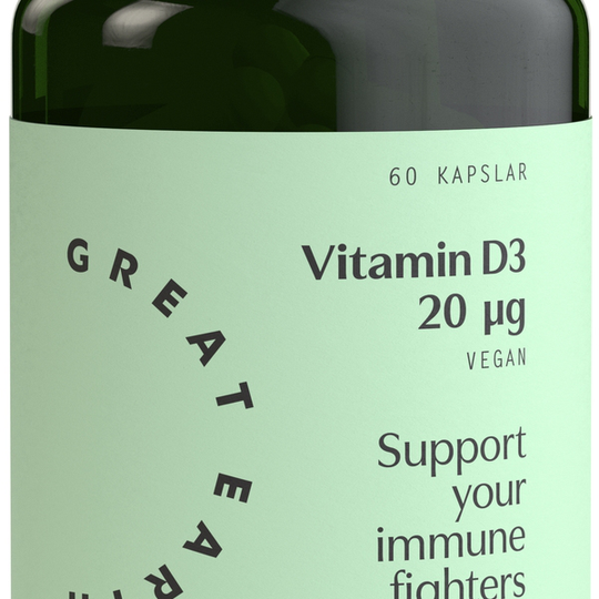 Great Earth D3 Vitamin Vegan 800 I.E 60 kapslar