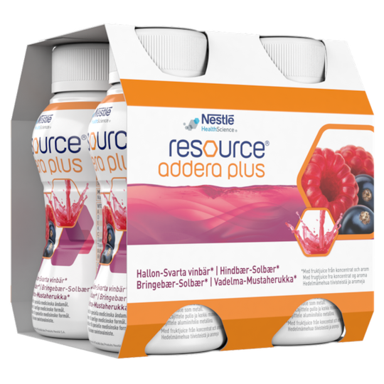 Resource Addera Plus Hallon-Svarta vinbär 4 x 200 ml