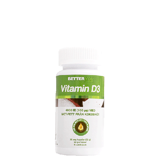 Vitamin D3 4000 IE + Kokosolja, 90 kapslar