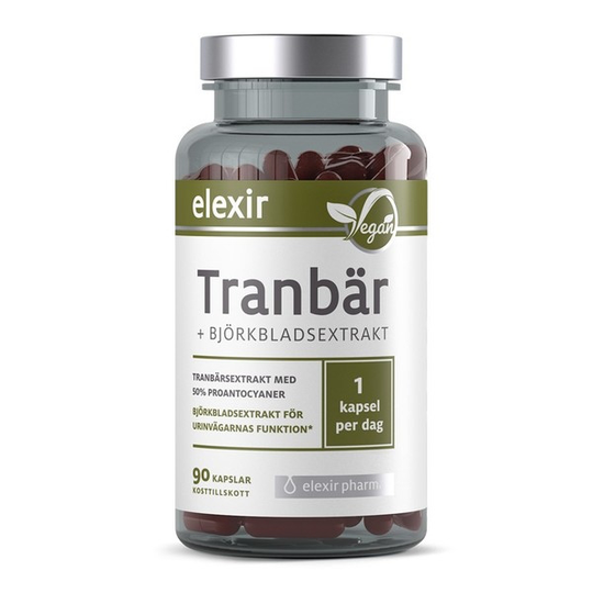Elexir Pharma Tranbär + Björkbladsextrakt 90 kapslar