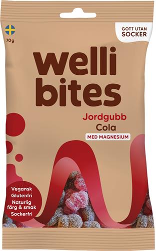 Wellibites Sockerfri Vegangodis Jordgubb Cola, 70 g