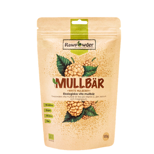 Mullbär, Ekologiska Vita Mullbär, 500 g