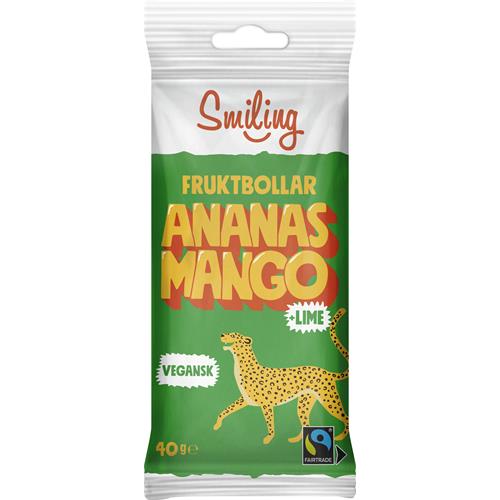 Smiling Fruktbollar Ananas/Mango/Lime, 40 g