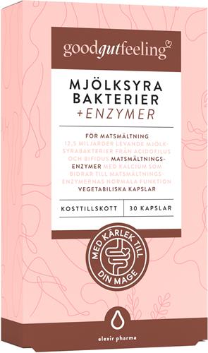 Good Gut Feeling Elexir Pharma GGF Mjölksyrabakterier och Enzymer, 30 st