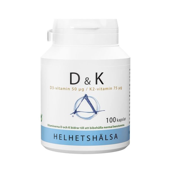 Helhetshälsa D & K-vitamin (D3 50/K2 75) 100 kapslar