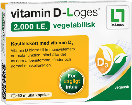 Vitamin D-Loges 2.000 I.E. vegan, mjuka kapslar 60 st