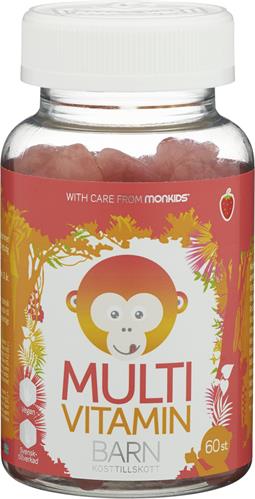 Monkids Multivitamin Jordgubb Barn, 60 st