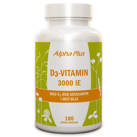 Alpha Plus D3-vitamin 3000 IE + K2 180 kapslar