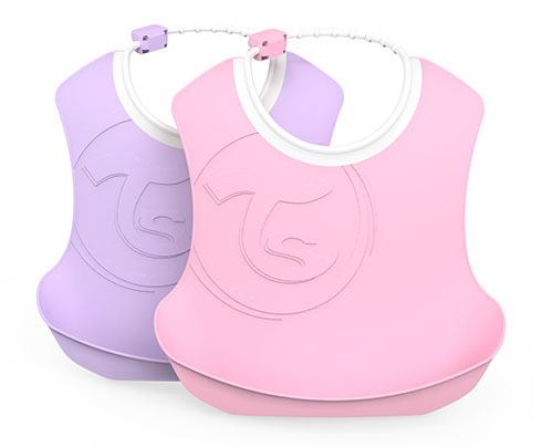 Twistshake 2x Bib 4m+ Pastel Pink Purple, 2 st