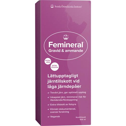 Femineral Gravid & Ammande Flytande järn och mineraltillskott, 500 ml