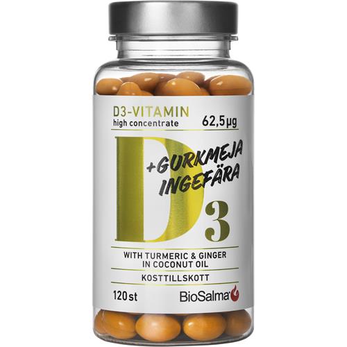 BioSalma D3 VITAMIN GURKMEJA INGEFÄRA, 120 st