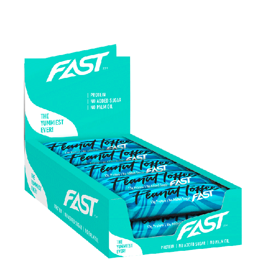 15 x FAST Enjoyment Protein Bar, 45 g, Peanut toffee, kort datum
