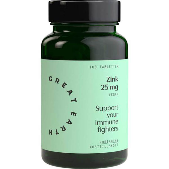 Great Earth Zink 25 mg 100 tabletter