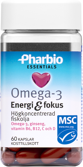 Pharbio Essentials Omega-3 Energi & fokus 60 st