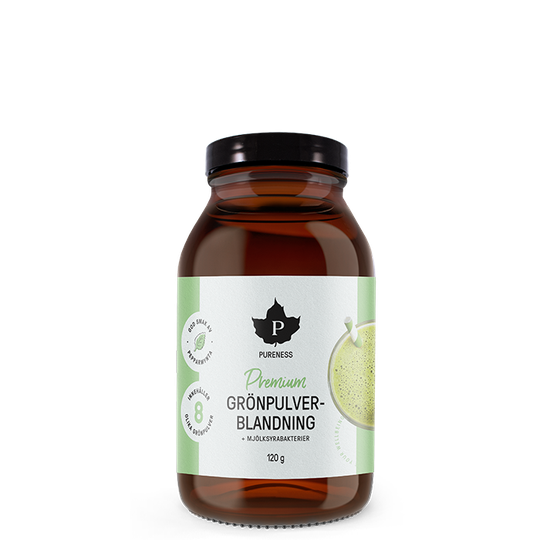 Premium Grönpulverblandning + mjölksyrabakterier 120 g