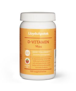 LloydsApotek D-vitamin jordgubb 10 µg 100 st