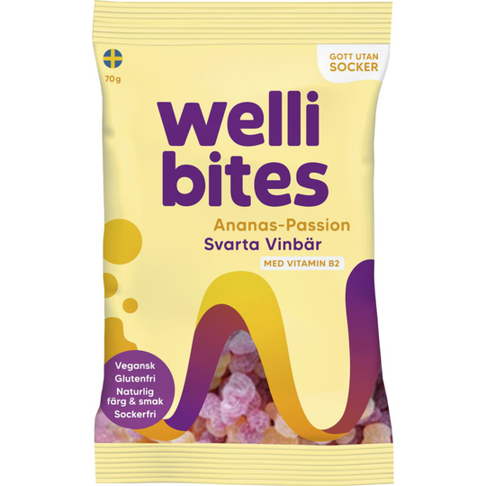 Wellibites Ananas-Passion & Svarta Vinbär 70 g